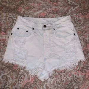 LF Carmar white jean shorts